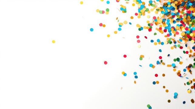 Image of colorful confetti for celebration isolated over white background