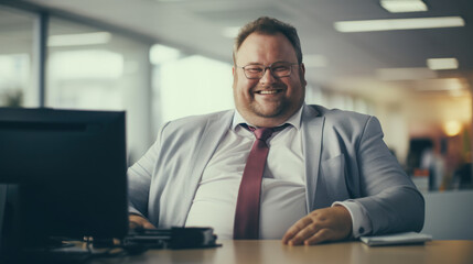 The Businessman manager plus size enjoying at work