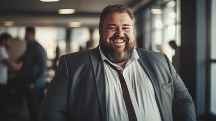 Obraz premium The Businessman manager plus size enjoying at work