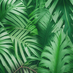 Nature view of green tropical plants leaves background. Dark nature concept.