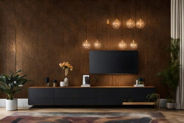 Illustrate the use of accent walls and textured surfaces to create visual interest.