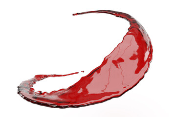 Red blood splatter on white background. It's beautiful liquid splash in high resolution. Bloody...