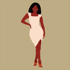 Beautiful black woman in elegant art style vector