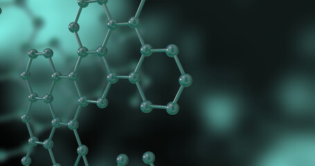 Image of 3d micro of molecules on dark background