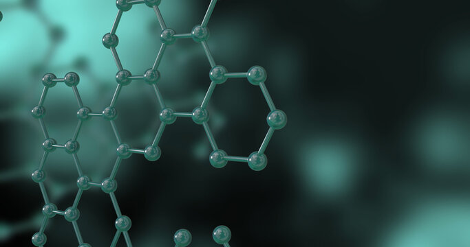 Image of 3d micro of molecules on dark background