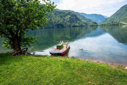 2023 07 08 Gosaldo lake and boat 1