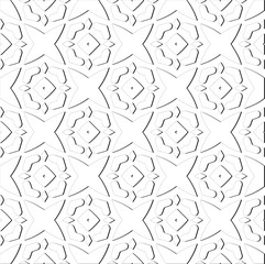 Abstract  background with figures from lines. Black and white texture for web page, textures, card, poster, fabric, textile. Monochrome pattern. Repeating design.