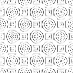 Abstract  background with figures from lines. Black and white texture for web page, textures, card, poster, fabric, textile. Monochrome pattern. Repeating design.