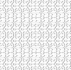 Abstract  background with figures from lines. Black and white texture for web page, textures, card, poster, fabric, textile. Monochrome pattern. Repeating design.