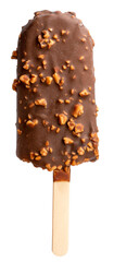 Chocolate and Almond ice cream isolated on white background, Thick Cracking Chocolate and Almond ice cream  on white With clipping path.