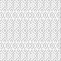 Abstract  background with figures from lines. Black and white texture for web page, textures, card, poster, fabric, textile. Monochrome pattern. Repeating design.