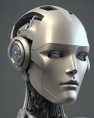 Robotic Humanoid Face, Artificial intelligence concept. Generated AI