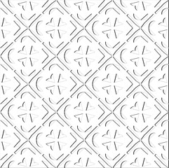Abstract  background with figures from lines. Black and white texture for web page, textures, card, poster, fabric, textile. Monochrome pattern. Repeating design.