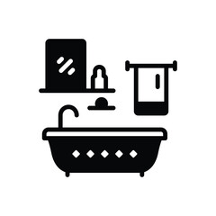 Black solid icon for bathroom 
