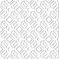Abstract  background with figures from lines. Black and white texture for web page, textures, card, poster, fabric, textile. Monochrome pattern. Repeating design.