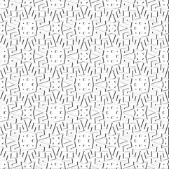 Abstract  background with figures from lines. Black and white texture for web page, textures, card, poster, fabric, textile. Monochrome pattern. Repeating design.