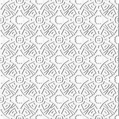 Abstract  background with figures from lines. Black and white texture for web page, textures, card, poster, fabric, textile. Monochrome pattern. Repeating design.