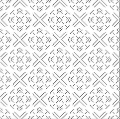Abstract  background with figures from lines. Black and white texture for web page, textures, card, poster, fabric, textile. Monochrome pattern. Repeating design.