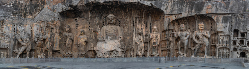 Fototapeta na wymiar The big Buddha in the Longmen Grottoes in Henan province in China.