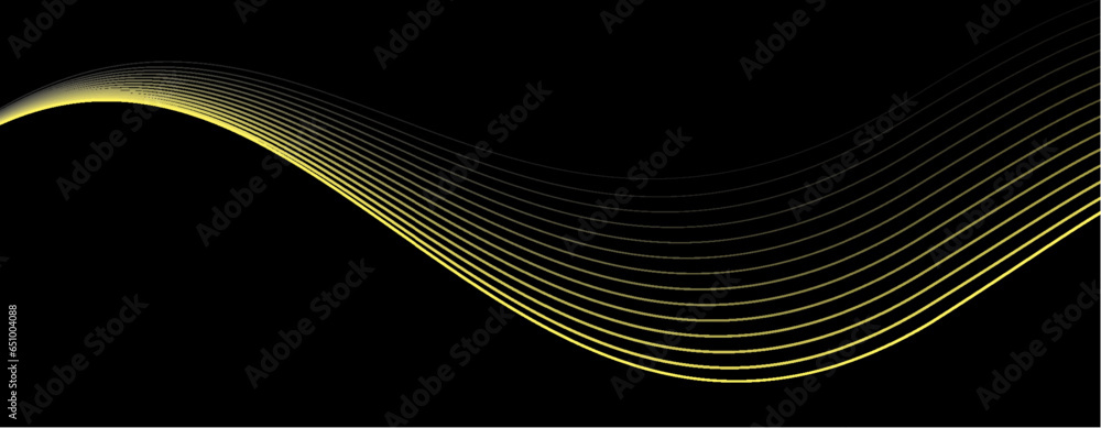 Aufkleber abstract background with gold curve modern lines on dark background. illustration horizontal templat