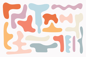 Collection of hand drawn flat abstract shapes. Irregular shape.
