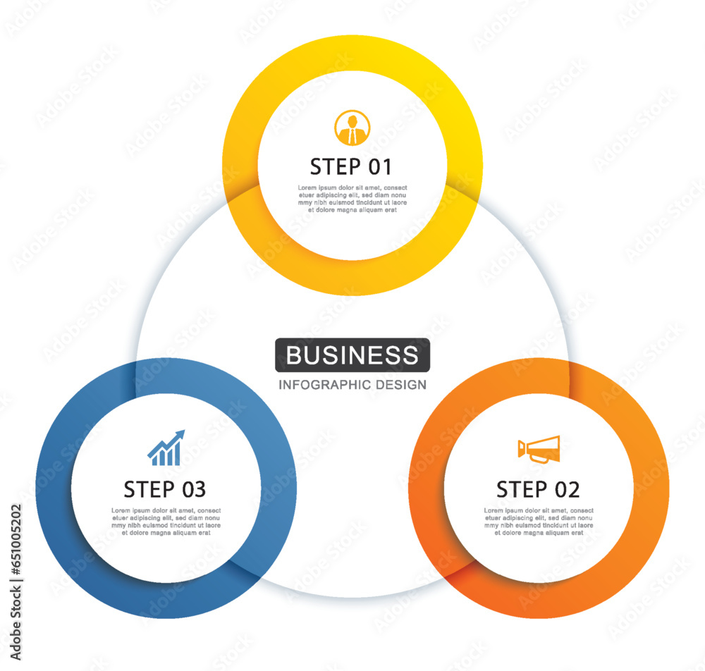 Poster infographics circle timeline with 3 number data template. vector illustration abstract background.