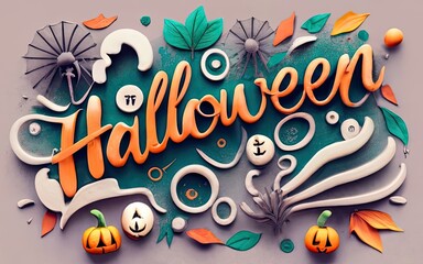 Halloween text shape like pumpkin with Generative AI.