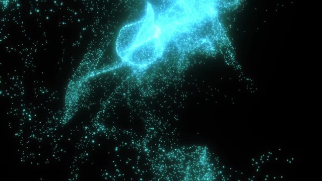 Animation of glow particles with dark background,Abstract background with animation of flying and flickering particles as bokeh of light.