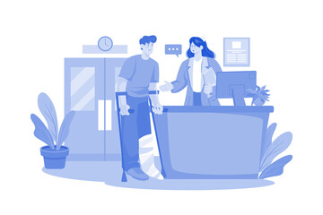 Hospital Reception Desk Illustration concept on white background