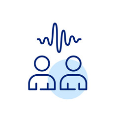 Two people talking. Sound wave symbol. Pixel perfect, editable stroke icon