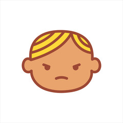 Children's avatar. Avatar of an angry boy. Cute angry baby. Children's avatars concept. Vector illustration in flat style