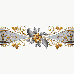 Gray gold luxury decorative Filigree Elaborate on white Background, AI Generated