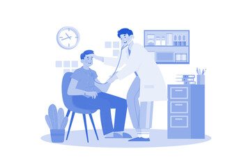 A doctor examines a patient to diagnose an illness or injury.