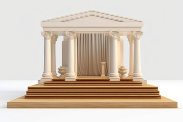 Obraz premium 3d stage with a white background and a wooden structur