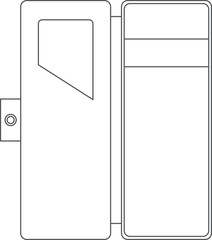 文房具の線画単品イラストアイコン　筆箱