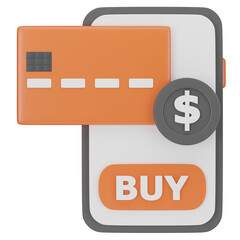 Mobile Shopping & Credit card 3D Icon