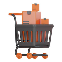 Shopping Cart & Box 3D Icon