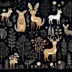 christmas seamless pattern with deer