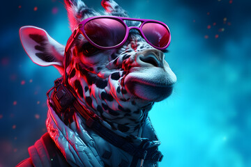 Futuristic Epic Cyberpunk girafe Neon glow avatar