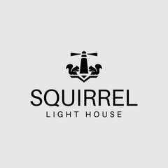 vector squirrel lighthouse logo icon vector illustration