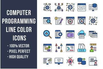 Computer Programming Flat Icons