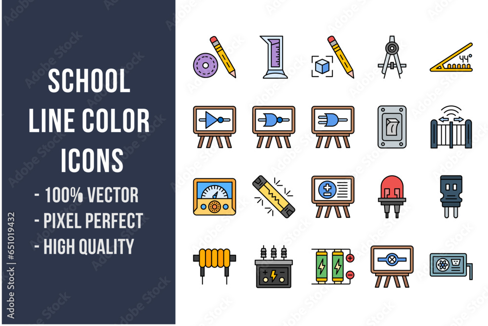 Wall mural School Flat Icons