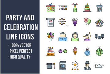 Party and Celebration Flat Icons