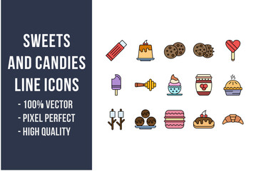 Sweets and Candies Flat Icons