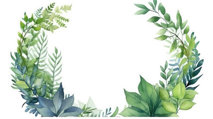 A hand drawn wreath floral border and leaves Generative AI
