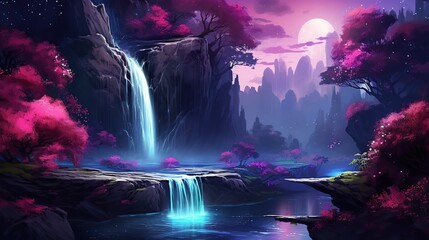 Fantasy waterfall landscape. 
