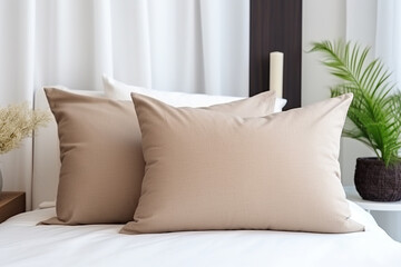 Beige Pillow Bed In Modern Room