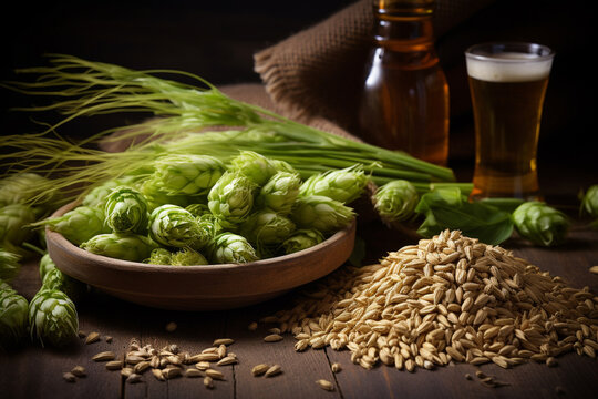 Beer Ingredients Hops And Barley