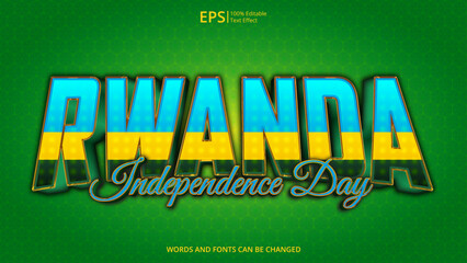 rwanda editable text effect with rwanda flag pattern suitable for poster design about holiday, Feast day or rwanda independence day moment