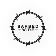 Circle black barbed wire logo design vector illustration